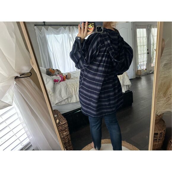 Free People Women’s Small Rolling Clouds Hooded Top In Navy - Picture 3 of 7